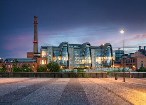 Lodz, Poland. View of former thermal power plant converted into public space (HDR image)
