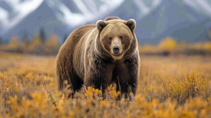 Grizzly Bear in Autumn Landscape