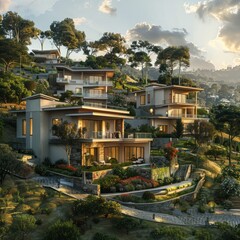 Architecture of a big modern house, realistic photo