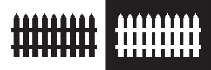 Wooden fence. Simple silhouette design isolated on white and black background. EPS 10