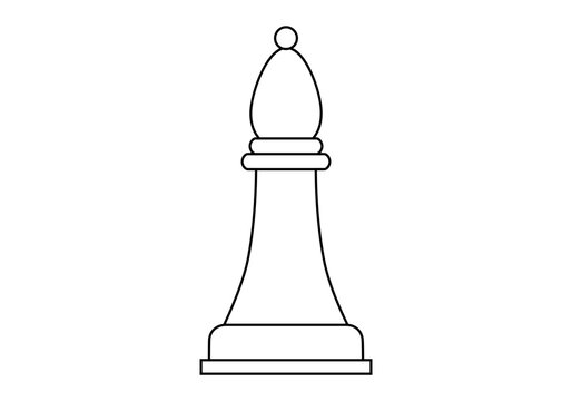 recommend clip art: Hand drawn cute outline illustration of bishop. Flat vector chess figure in line art doodle. High ambitions. Strategy intelligence icon. Success in competition. Tactic thinking. Board game. Isolated.