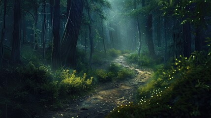 Obraz premium Moisture covering the forest path