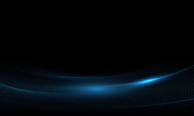 Abstract blue technology dots lines curve on black design modern futuristic cyber energy power creative background vector