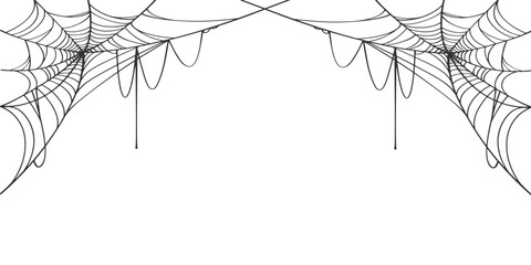 Halloween spider web isolated on transparent background. Hector venom cobweb set. Vector illustration