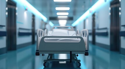 Fototapeta premium Empty Hospital Bed A powerful image of an empty hospital bed, representing the fragility of life and the importance of healthcare