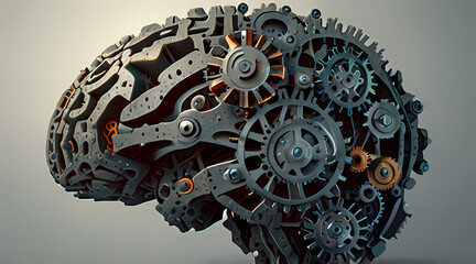 Background With a Pattern Theme of a Collection of Gears and Brains