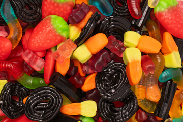 Assorted colorful gummy candies. Jelly  sweets.