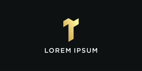 Letter T logo design with a unique line concept. Premium Vector