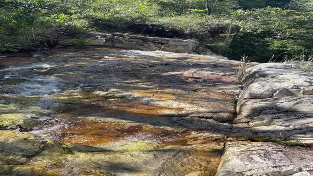 Stunning 4K Vertical Video Waterfall Brazil - Lush Greenery and Flowing Stream Sounds