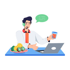 Latest flat illustration of online nutritionist 