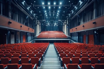 Fototapeta premium Live Concert Stream: Empty Hall Performance