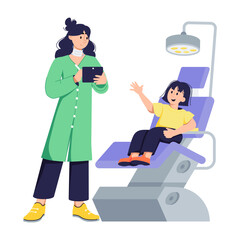 Modern flat illustration of a paediatric dentist 