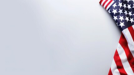 plain light gray background with a USA flag theme in the corner and copy space for text on the top