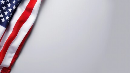 plain light gray background with a USA flag theme in the corner and copy space for text on the left