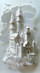 Castle paper art in white