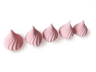 Pink cakes decorated with a spray gun in the velor technique, isolated