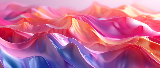 Obraz premium abstract background with smooth wavy lines in blue and pink colors ,abstract background of flowing fabric in red, blue and pink colors