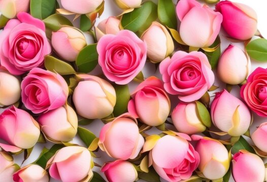 A close-up photo of tea rose buds on a white background