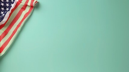 plain mint green background with a USA flag theme in the corner and copy space for text on the left
