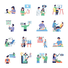 Collection of Flat Style Dentistry Illustrations

