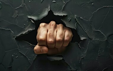 Powerful Fist Breaking Through Surface