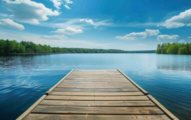 Fototapeta premium Serene Lakeside Wooden Dock