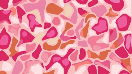Abstract pink painted shapes background for product presentation, copy space, pattern doodle style