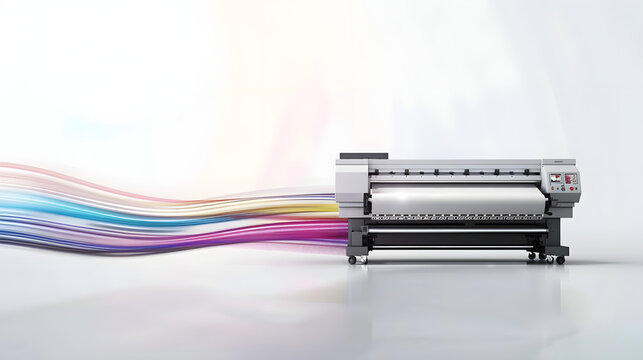 Professional large format printer on transparent background