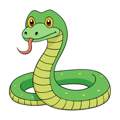 Fototapeta premium Cartoon Green Anaconda