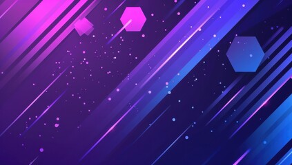 purple and blue background with glowing hexagons and stripes, glowing lines, dark purple and light magenta gradients, dark purple background Generative AI