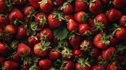 Fresh Ripe strawberries close-up. Food blogs, healthy eating and summer recipes concept.