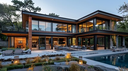 Fototapeta premium Eco Friendly Home Designed with Sustainable Insulation and Biophilic Principles