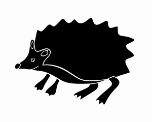 Vector isolated illustration of a hedgehog silhouette on a white background.