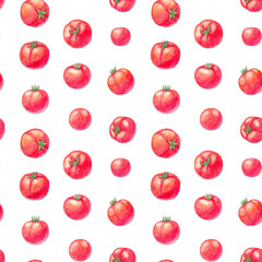 Watercolor seamless pattern with tomatoes