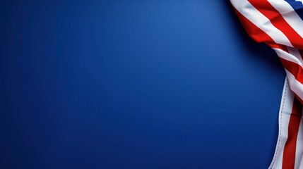 plain royal blue background with a USA flag theme in the corner and copy space for text on the right