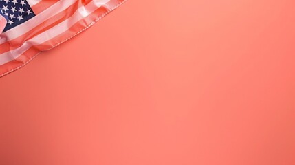 plain salmon pink background with a USA flag theme in the corner and copy space for text on the right