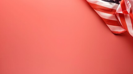 plain salmon pink background with a USA flag theme in the corner and copy space for text on the right