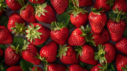 Fresh Ripe strawberries close-up. Food blogs, healthy eating and summer recipes concept.