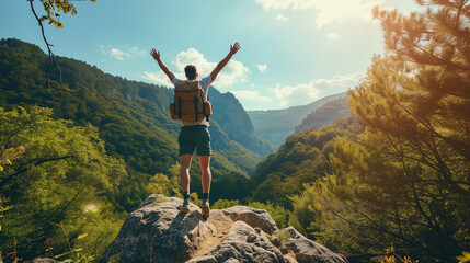 Obraz premium This dynamic moment showcases the breathtaking beauty of nature and the boundless energy of human determination. Embrace the excitement and inspiration drawn from this powerful scene.