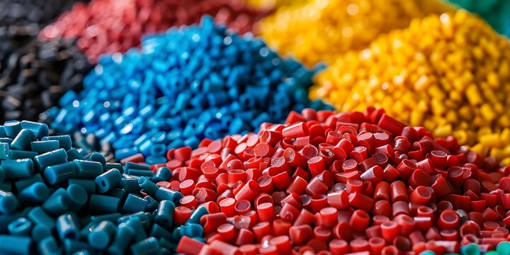 Highdensity polyethylene pellets in assorted colors for industrial applications. Concept Industrial Applications, HDPE Pellets, Assorted Colors, Polymer Products, Manufacturing Materials