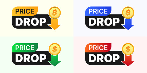 price drop set sale colorful logo