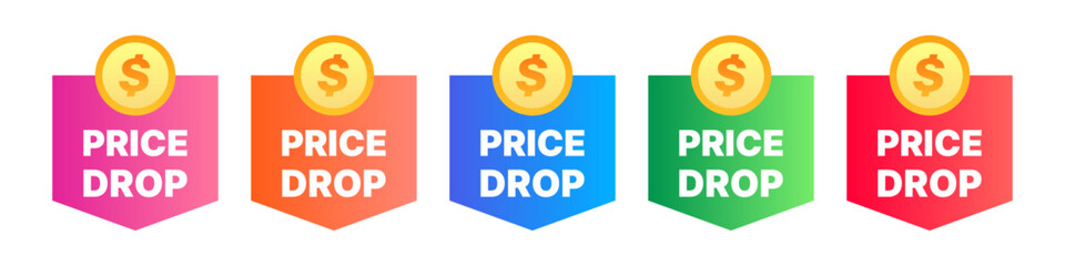 price drop set sale colorful logo