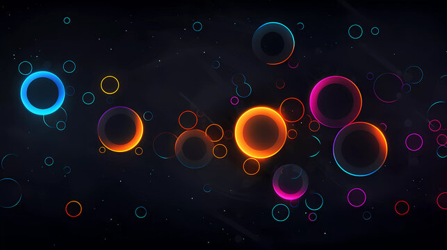 background featuring light neon circles in the style of RTX on, exuding a playful yet streamlined aesthetic