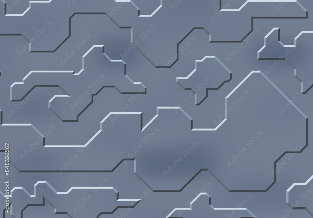 Poster Background with metallic panels texture, wires and circuit. Spaceship hull wall, technology background