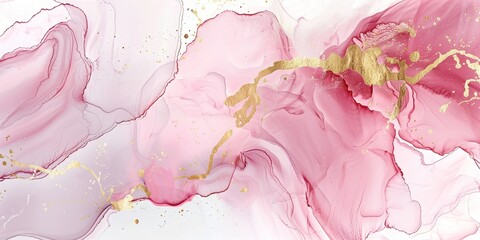 Obraz premium Abstract pink and gold marble texture. Image for interior design, desktop wallpapers, or graphic backgrounds. 