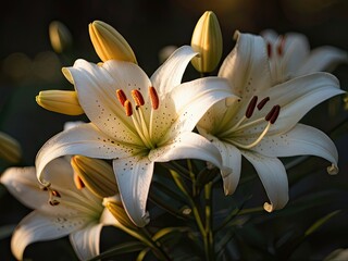White lily in the sunset light