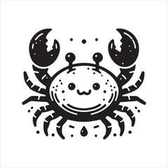 crab clipart, illustration white and black