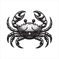 crab clipart, illustration white and black