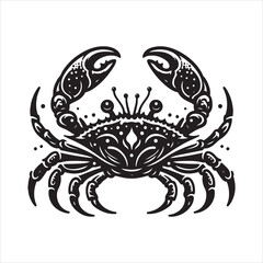 crab clipart, illustration white and black