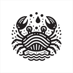 crab clipart, illustration white and black